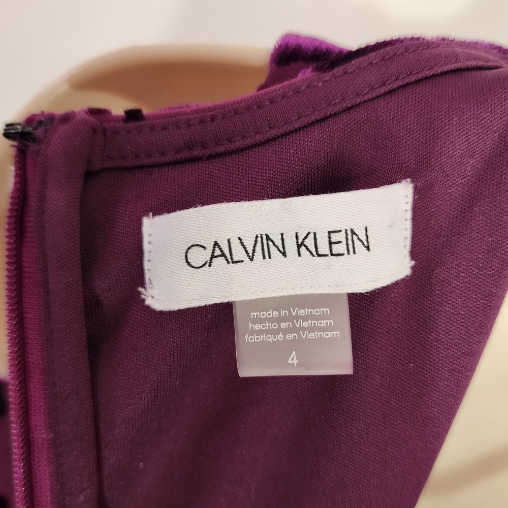 Calvin Klein Dress Velvet Burnout Sheath Purple Size 4 - Picture 13 of 13